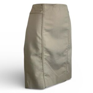 WHBM White House Black Market tan khaki skirt, rivets & cord detailing. 6